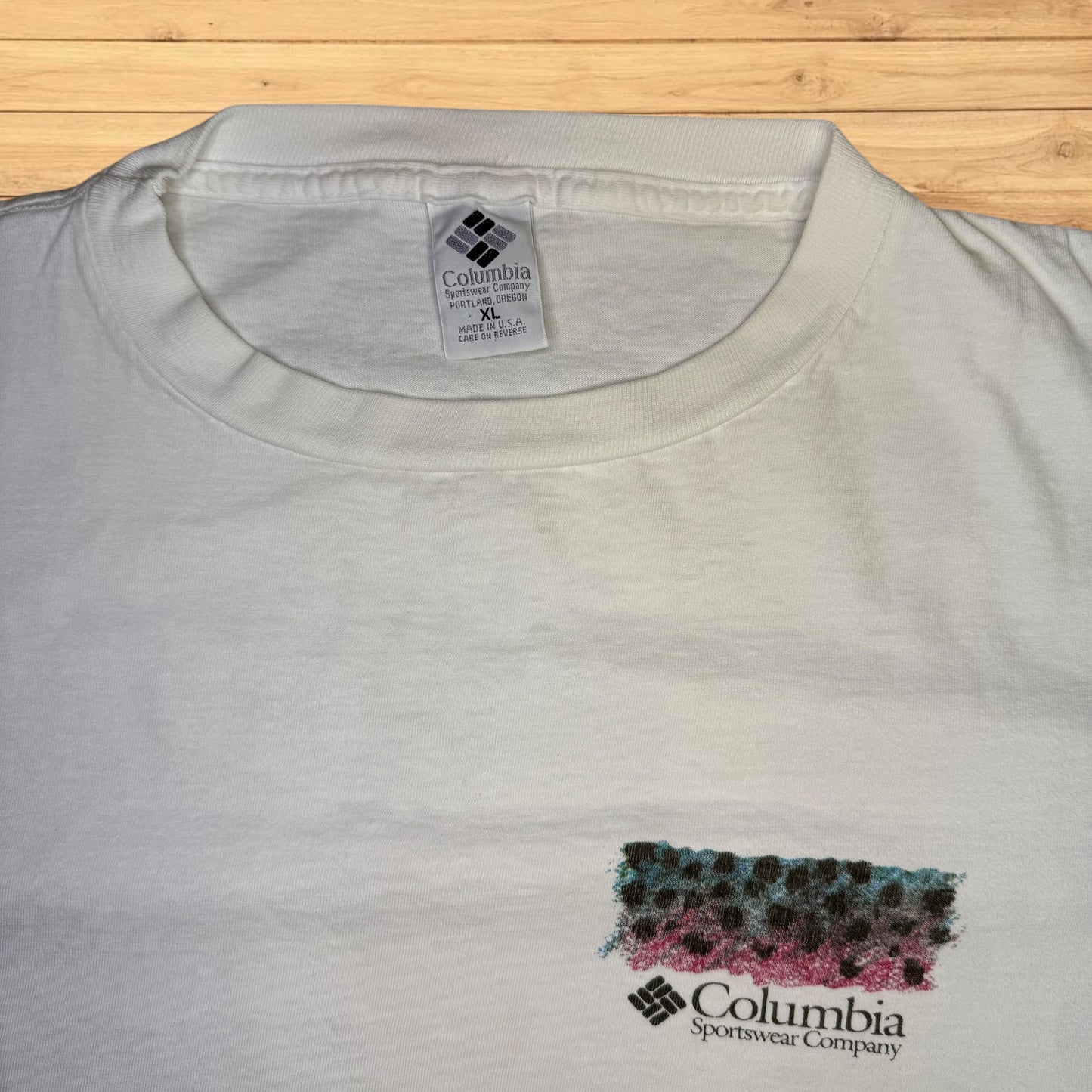 vintage columbia “famous trout spots” t shirt