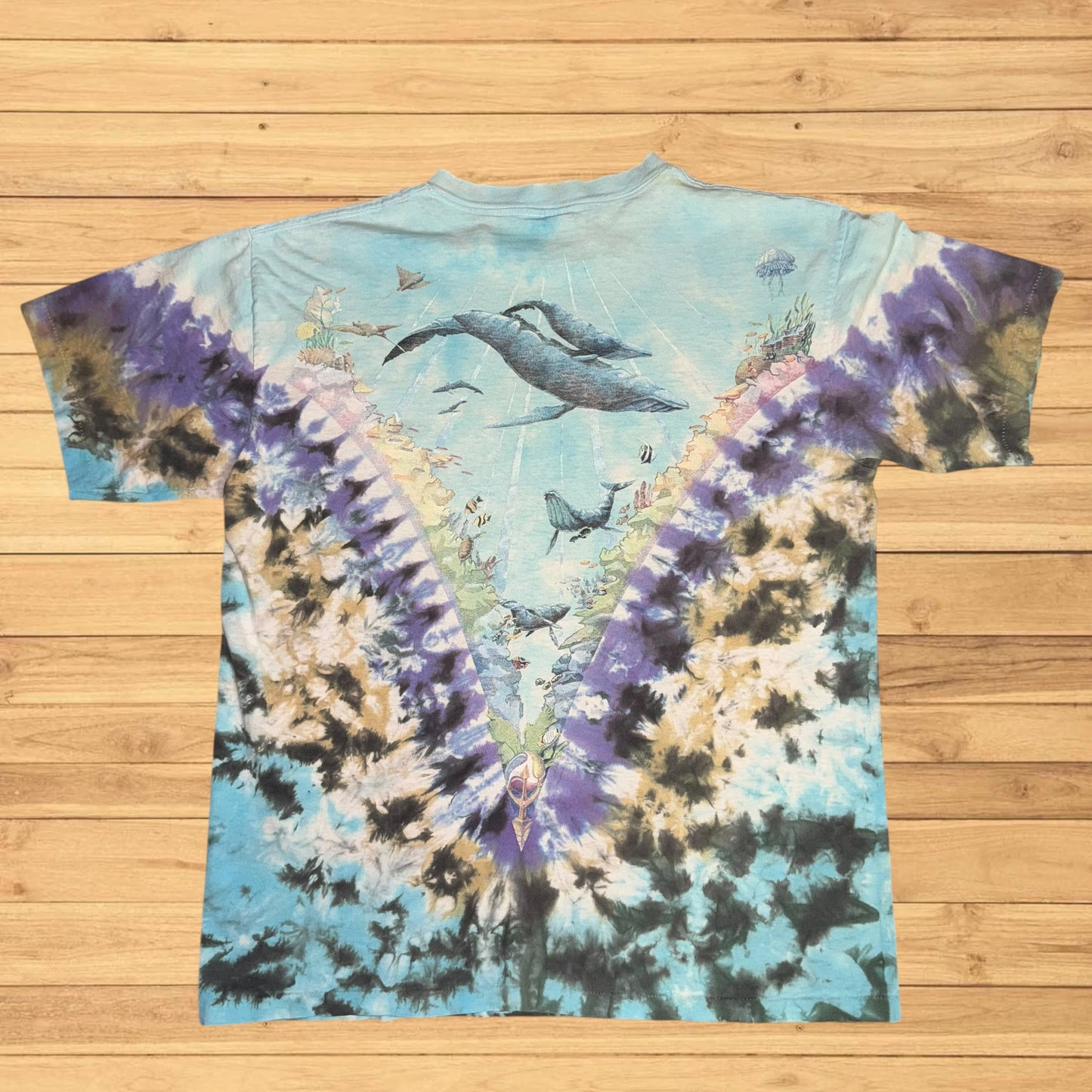 vintage ocean liquid blue shirt