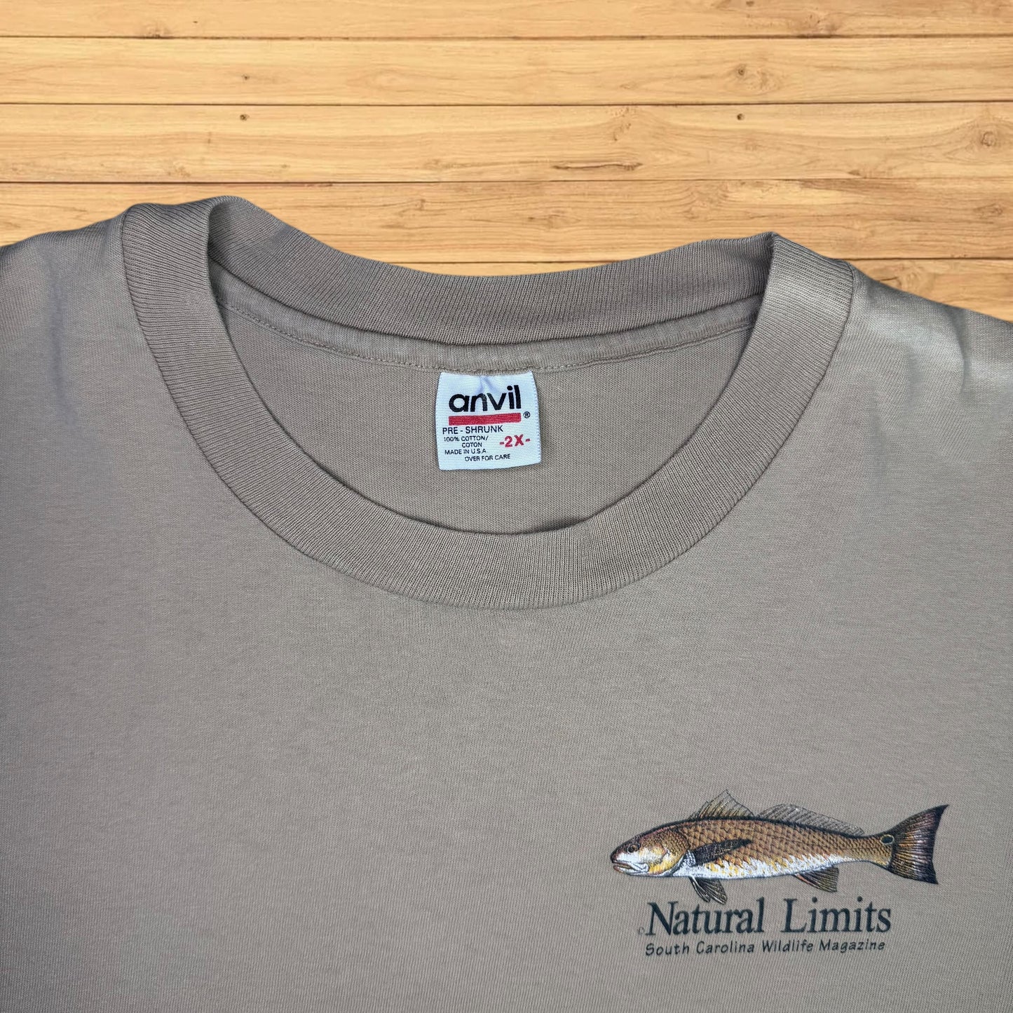 vintage red drum fish t shirt natural limits wildlife magazine (xl)