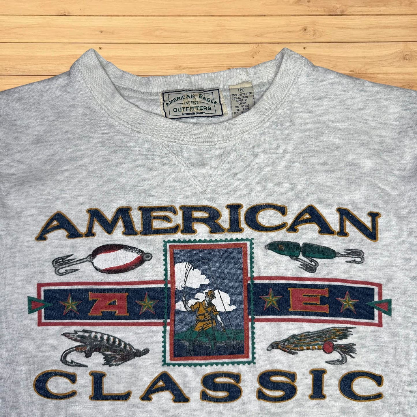 vintage american eagle fishing crewneck