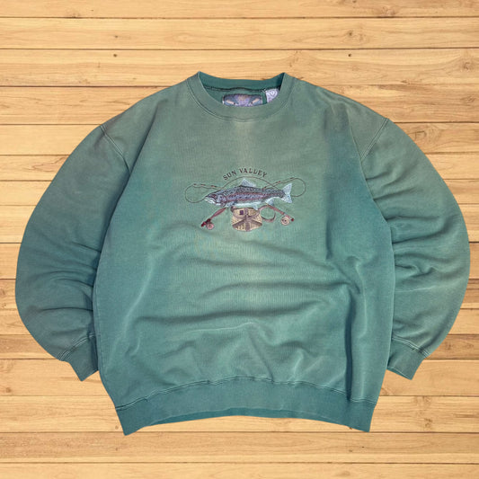 vintage sun valley fishing crewneck (L)