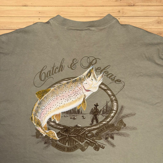 vintage eddie bauer trout fishing t shirt (boxy large)