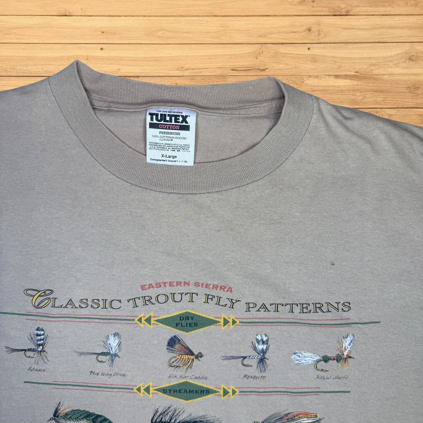 vintage trout flies t shirt (xl)