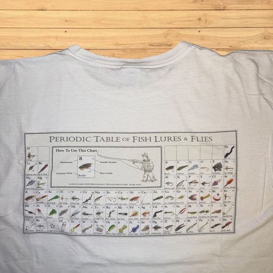 vintage columbia period table fly fishing t shirt (large)