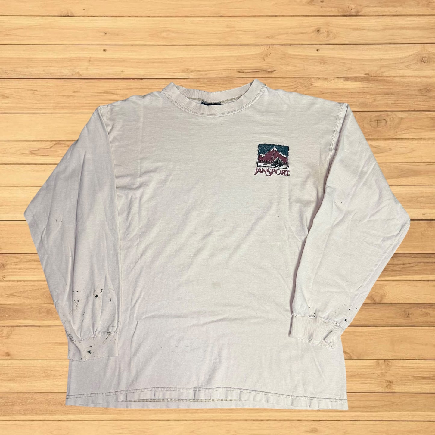 vintage jansport long sleeve shirt thrashed / faded