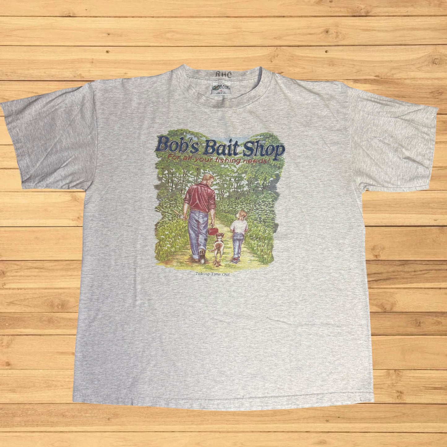 vintage bobs bait shop fishing t shirt (xl)