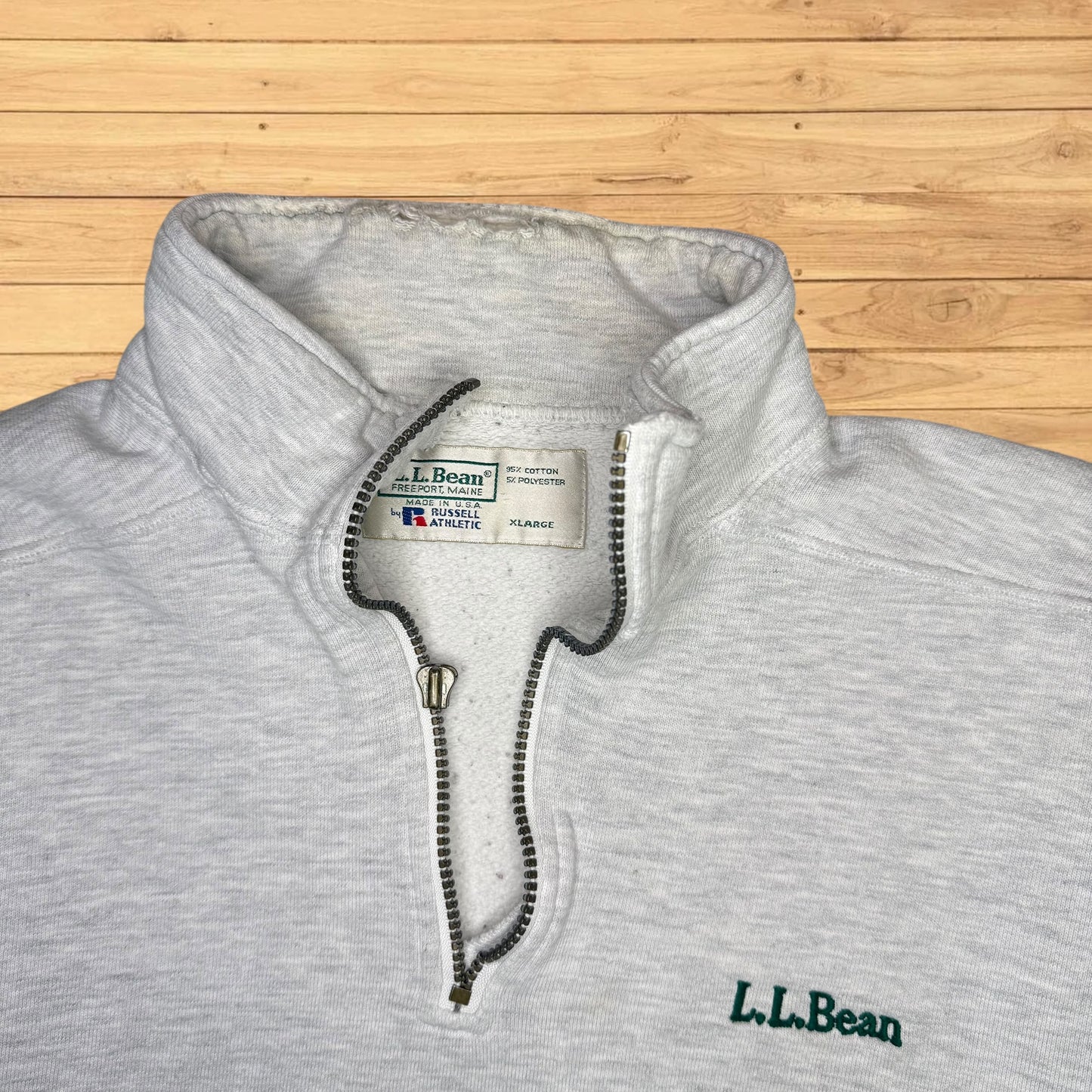 vintage ll bean russell quarter zip sweatshirt *damaged*