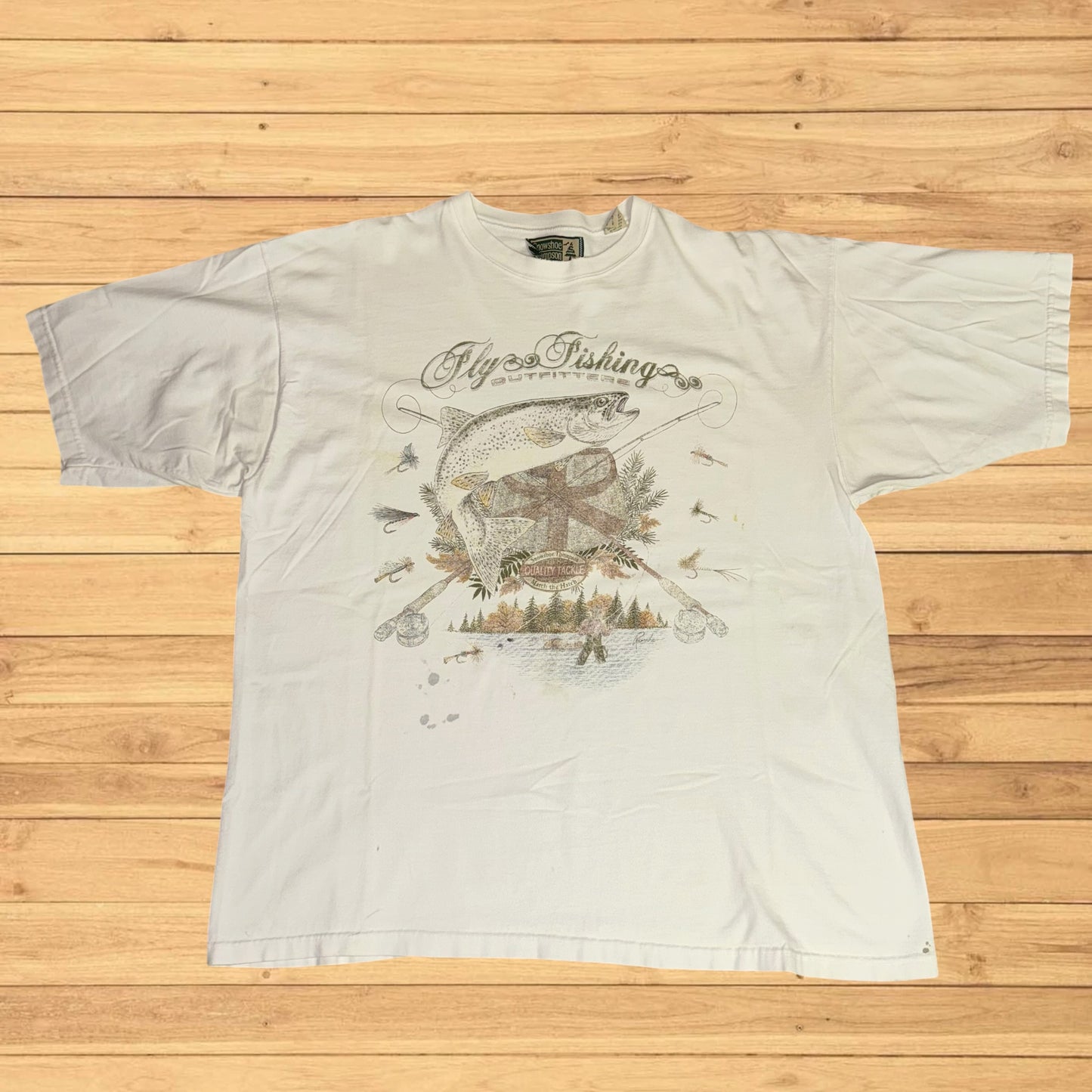 vintage trout fly fishing t shirt (XL)
