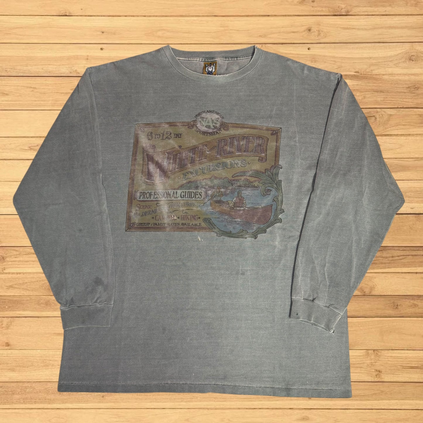 vintage canoe faded long sleeve shirt