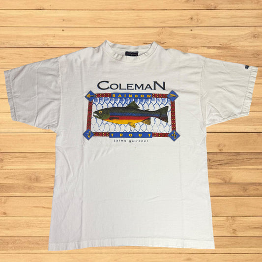 vintage coleman rainbow trout t shirt (large)