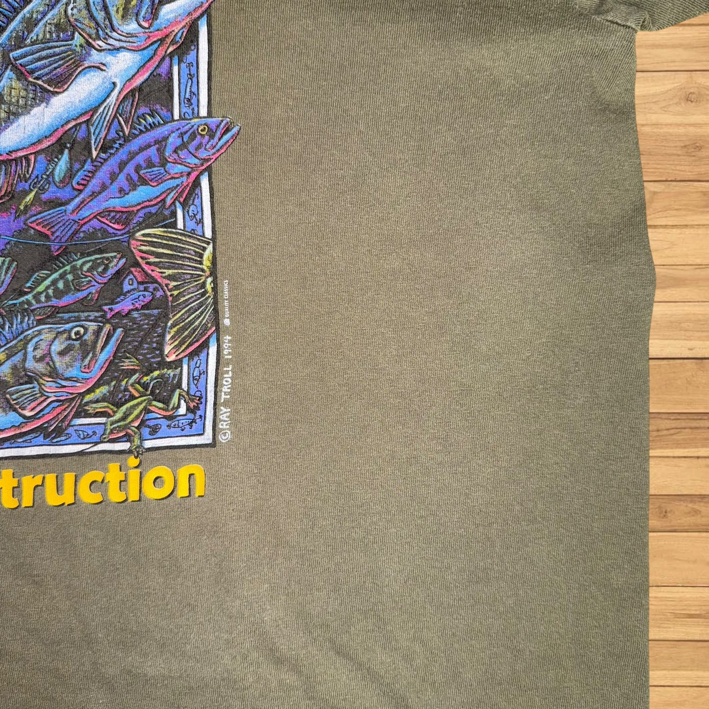 vintage ray troll t shirt bass destruction (XL)