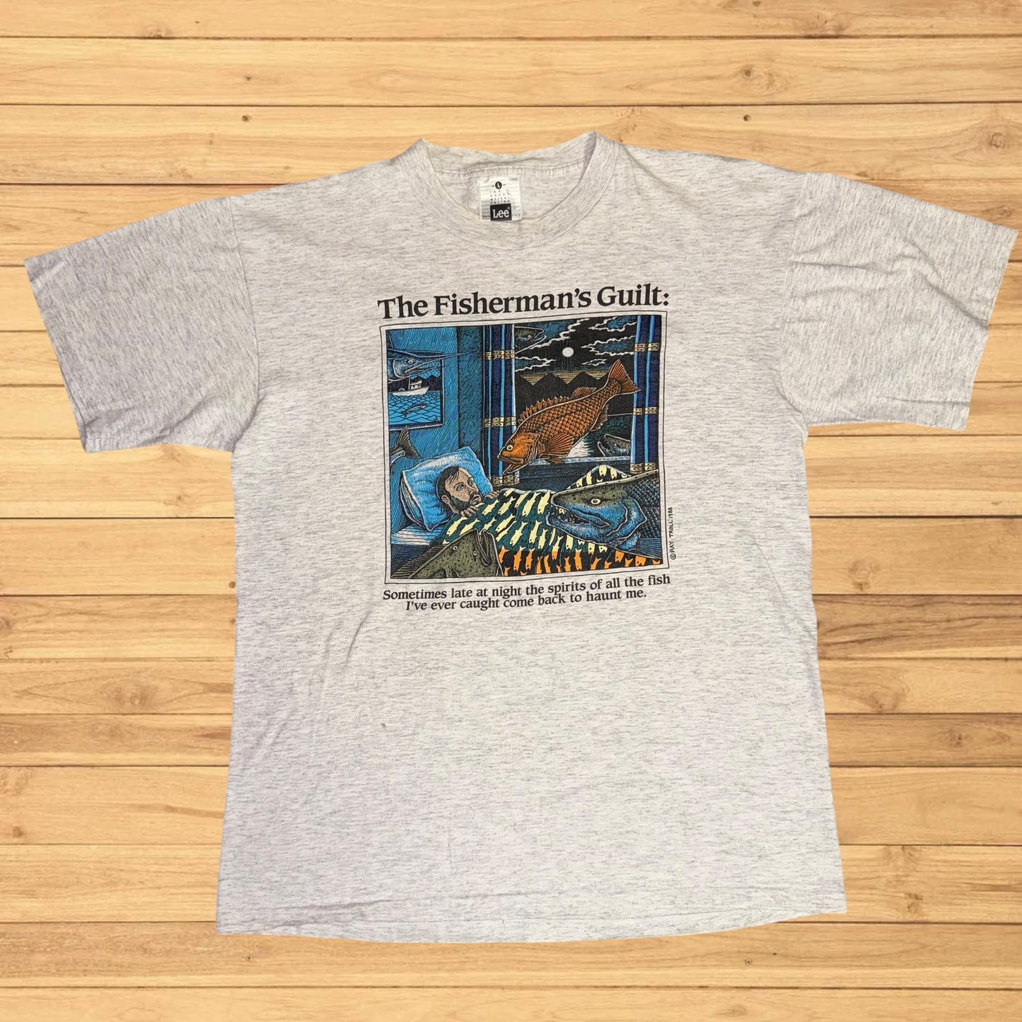 vintage ray troll t shirt fisherman guilt (M)