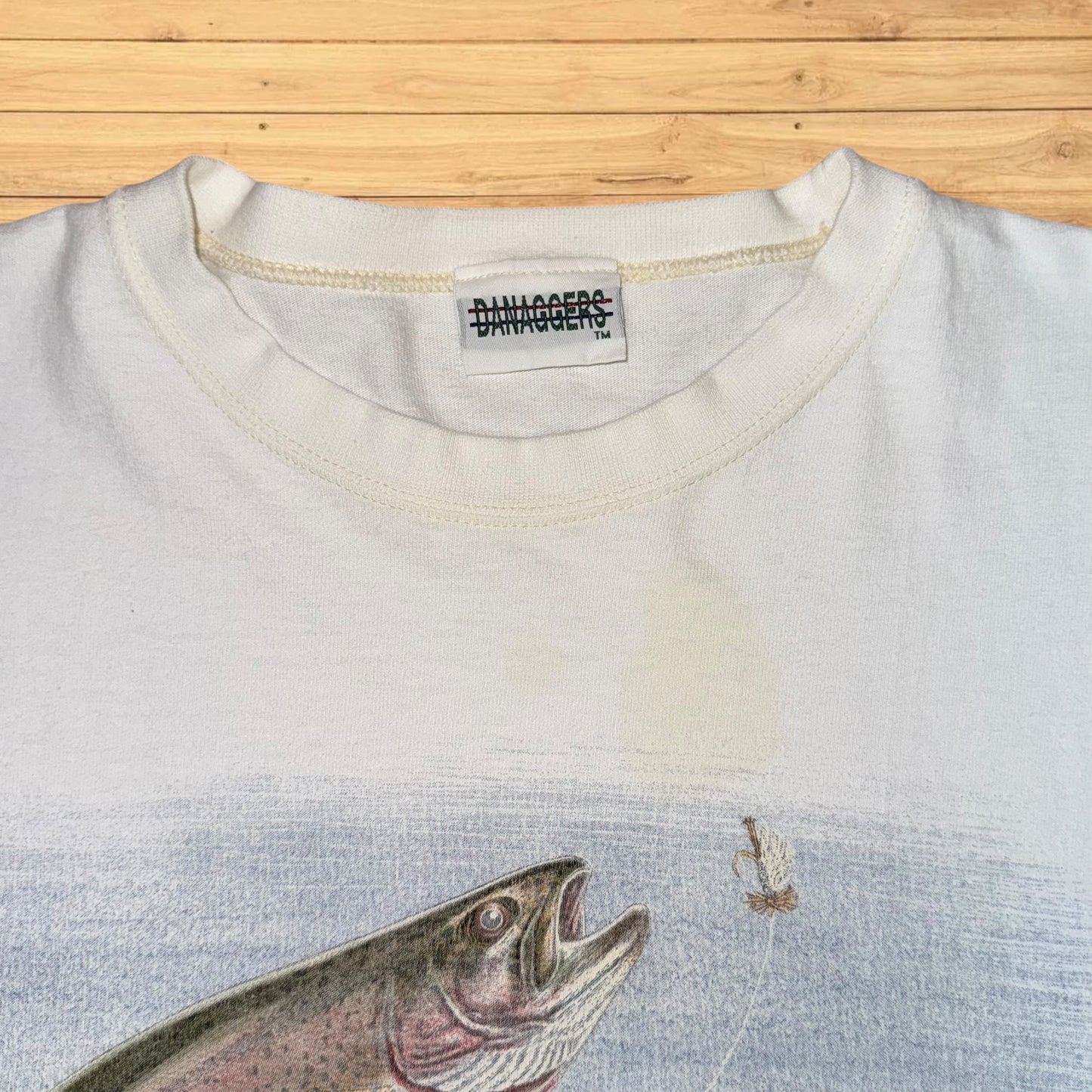 vintage trout fly fishing t shirt (XL)