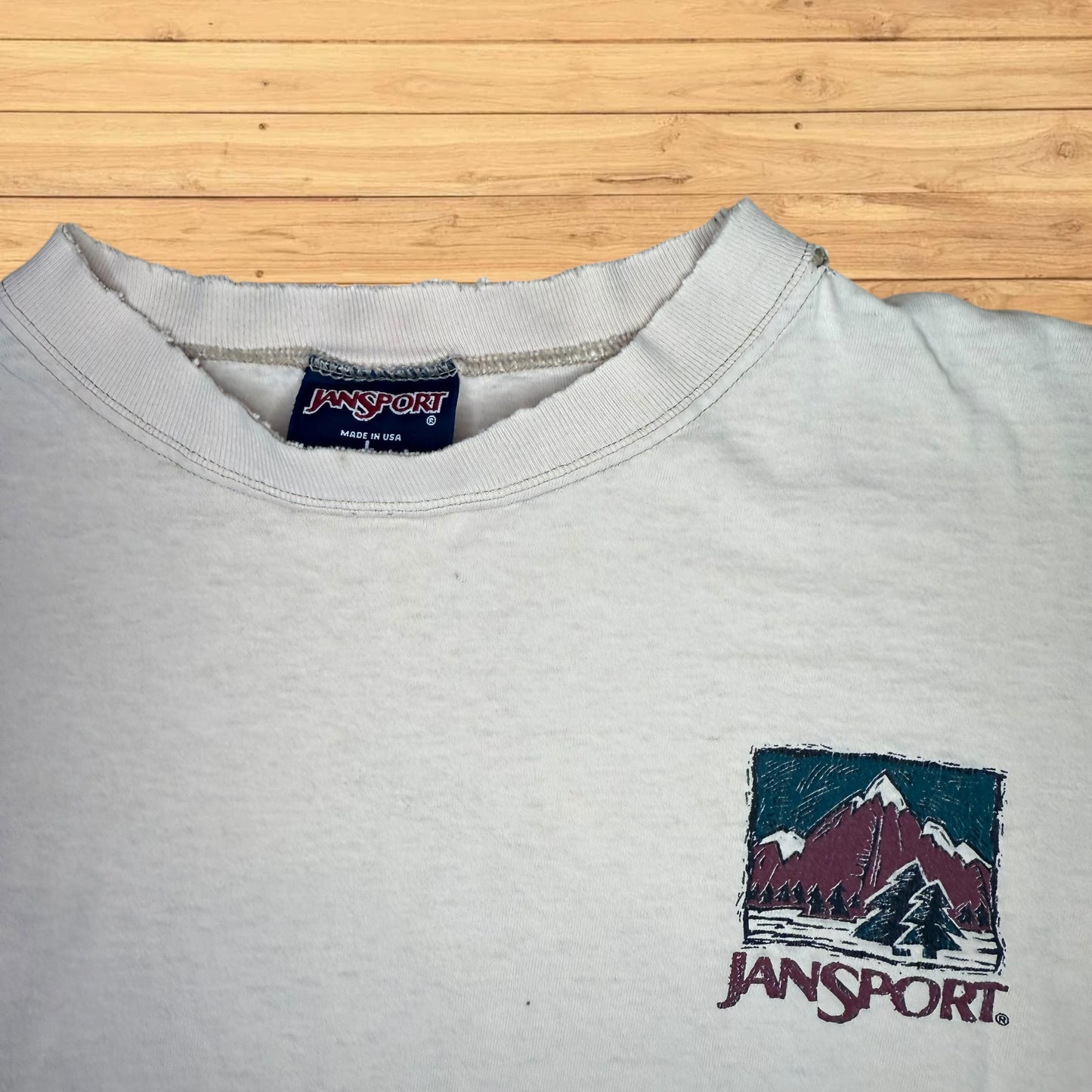vintage jansport long sleeve shirt thrashed / faded