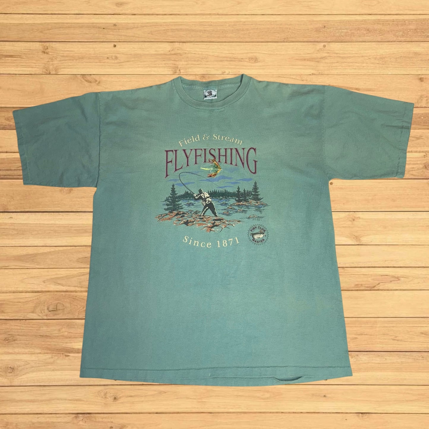 vintage field and stream fly fishing t shirt (XL)