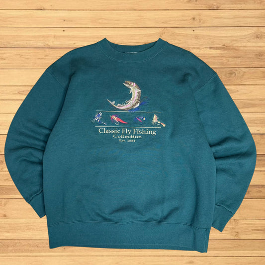 vintage fly fishing trout crewneck