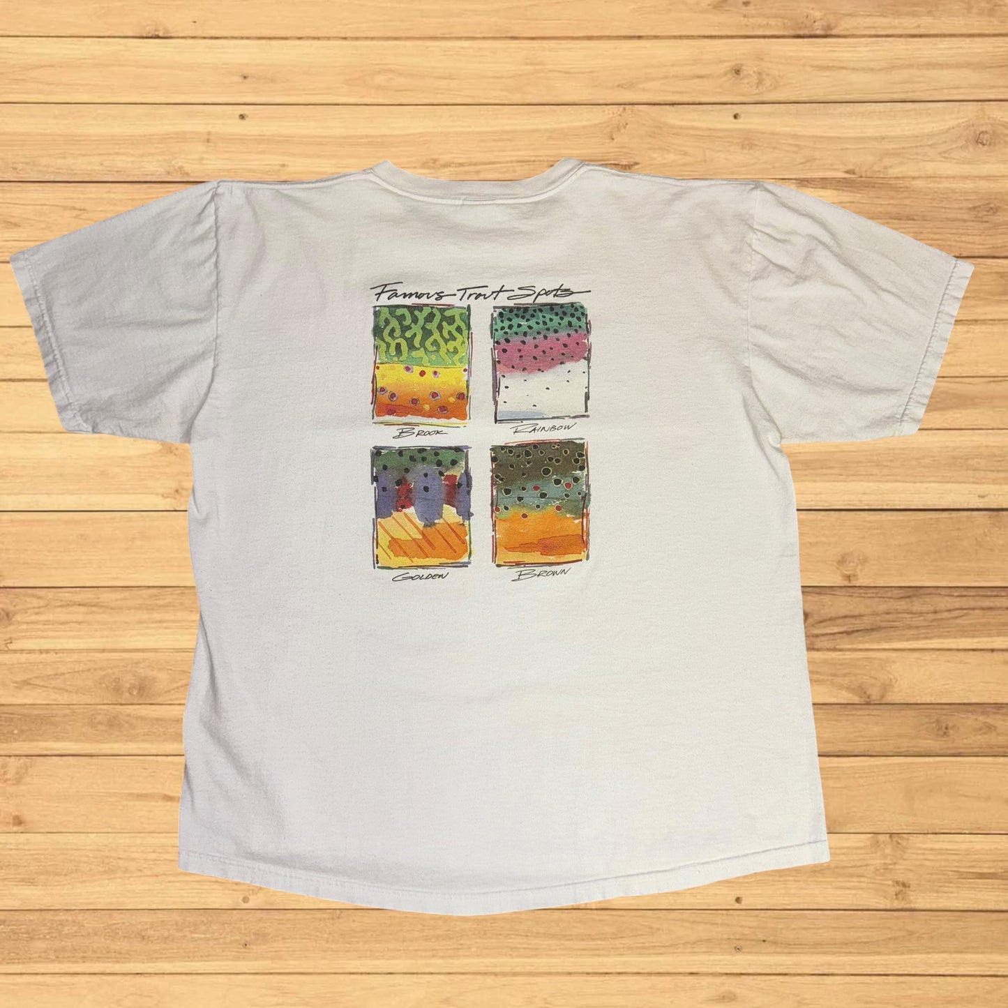 vintage columbia trout spots t shirt (L)