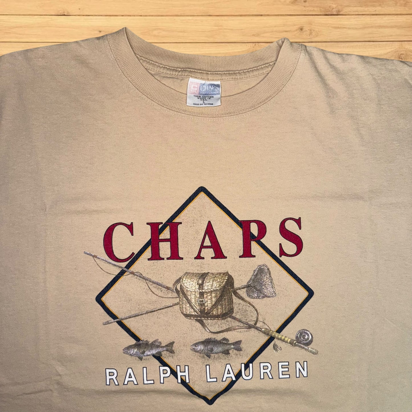 vintage chaps ralph lauren fly fishing t shirt(large)