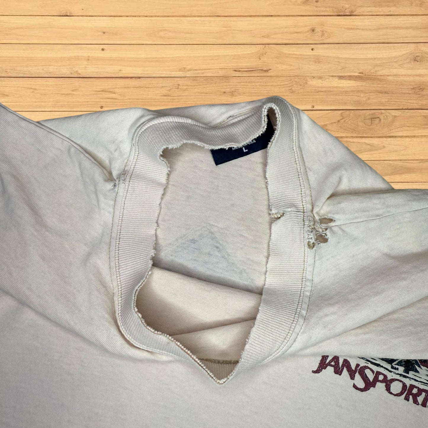 vintage jansport long sleeve shirt thrashed / faded