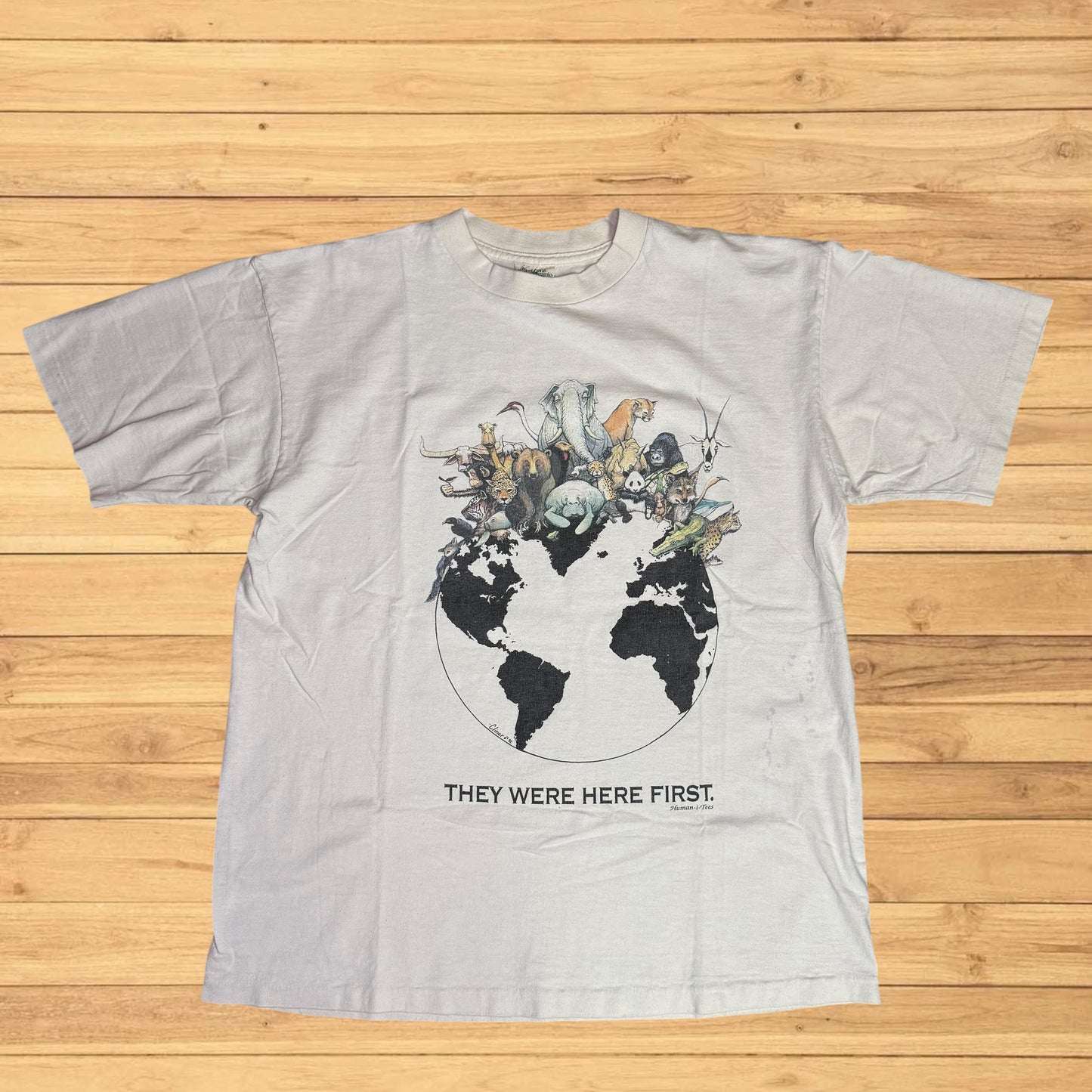 vintage earth they were here first animal t shirt (medium)