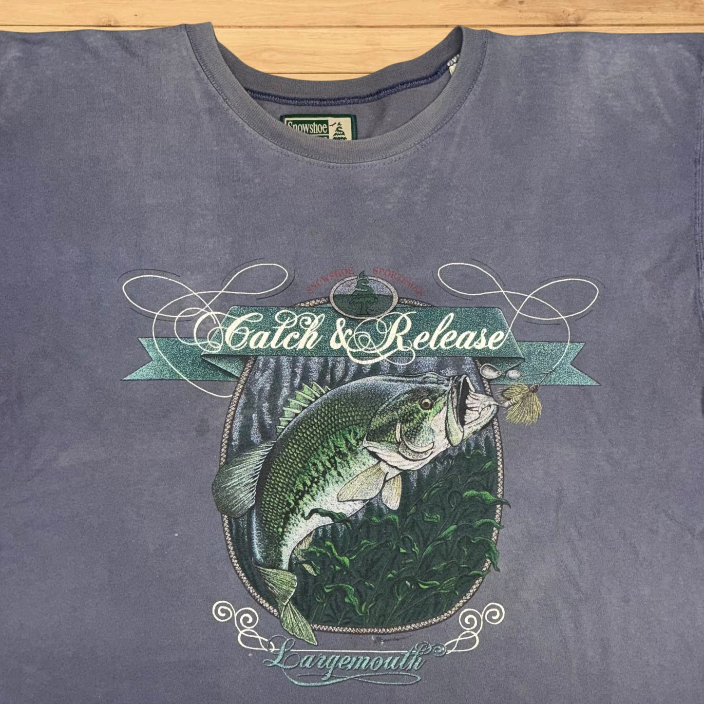 vintage catch and release bass fishing t shirt (XL)