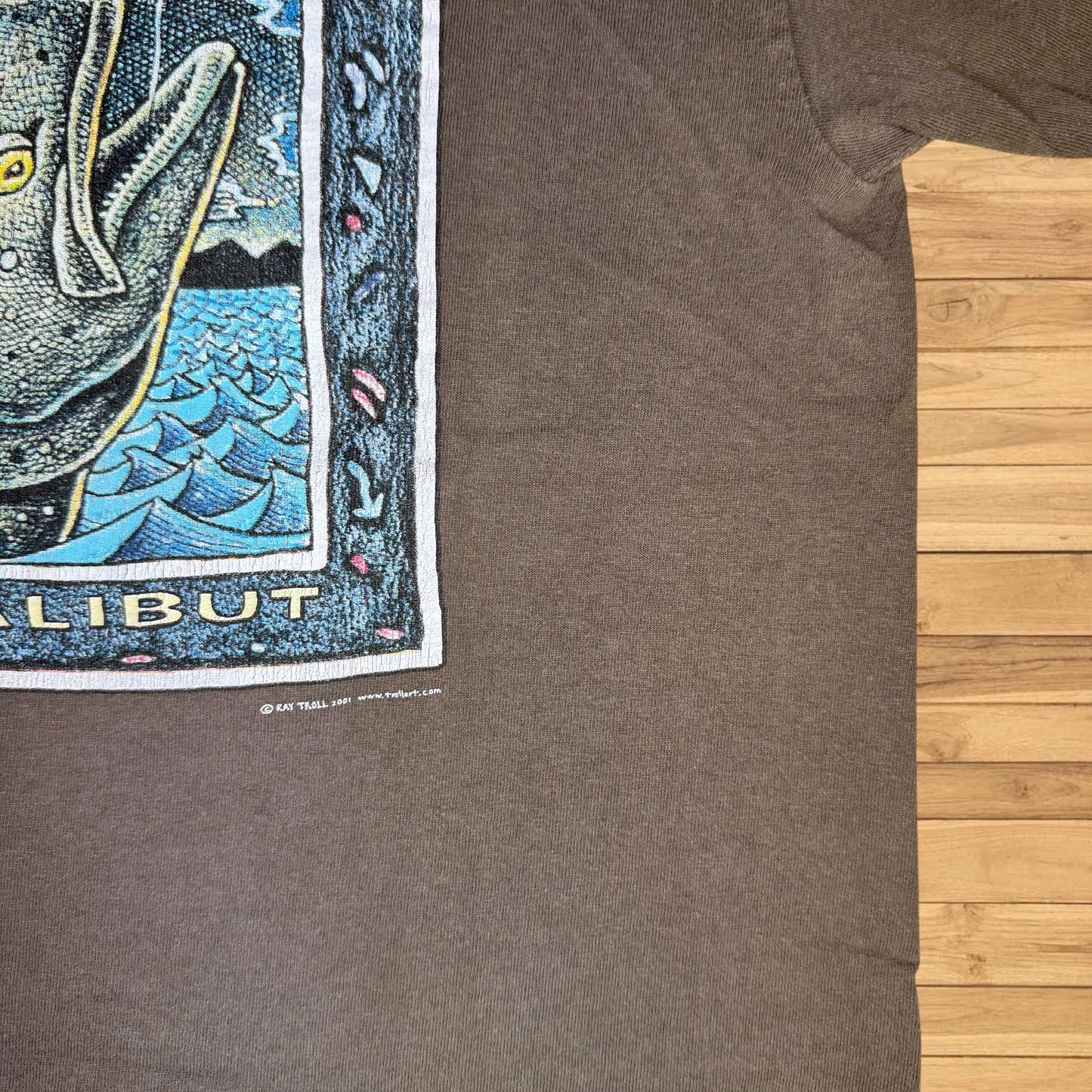 vintage ray troll t shirt alaska halibut (S)