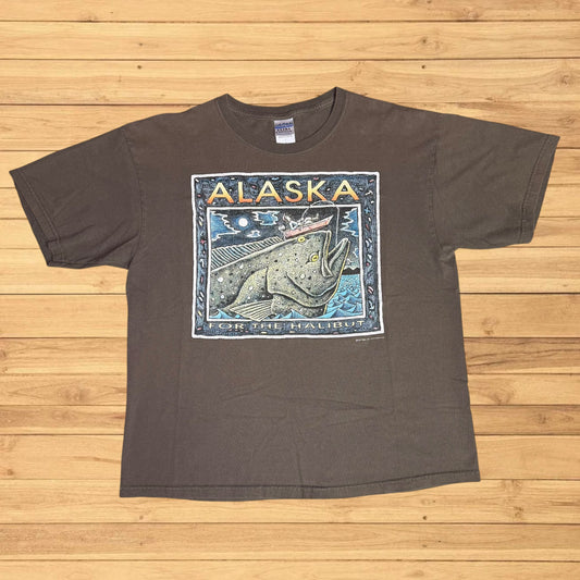 vintage ray troll t shirt alaska halibut (S)