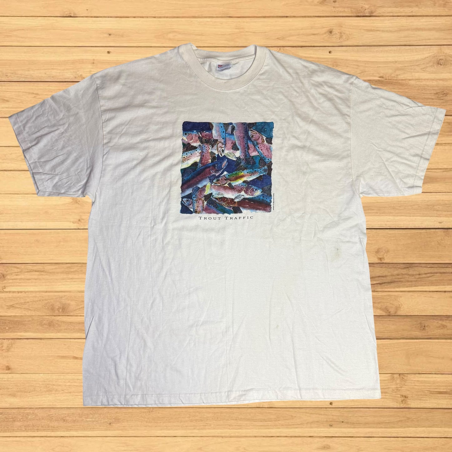vintage trout art t shirt (xxl)