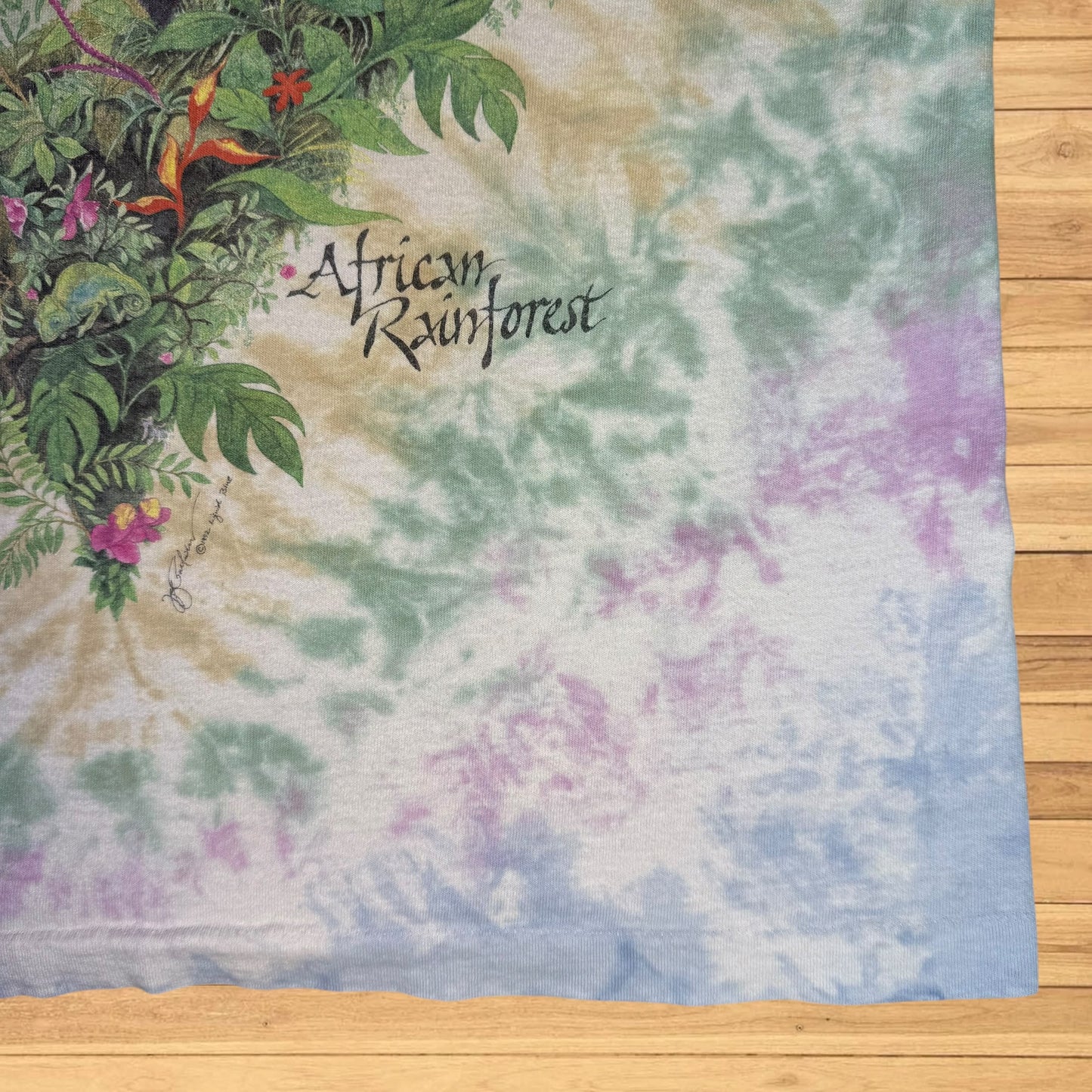 vintage liquid blue african rainforest t shirt tie dye (medium)