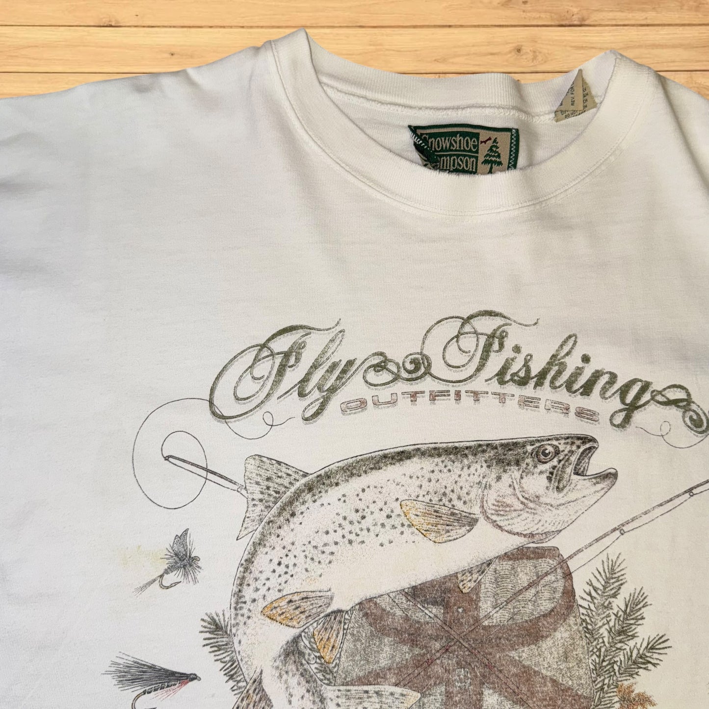 vintage trout fly fishing t shirt (XL)