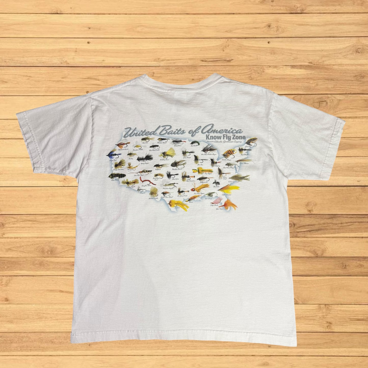 vintage columbia fly fishing lures t shirt