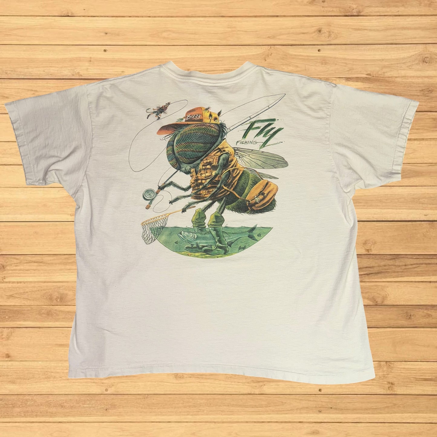 vintage fly fishing parody t shirt (L/XL)