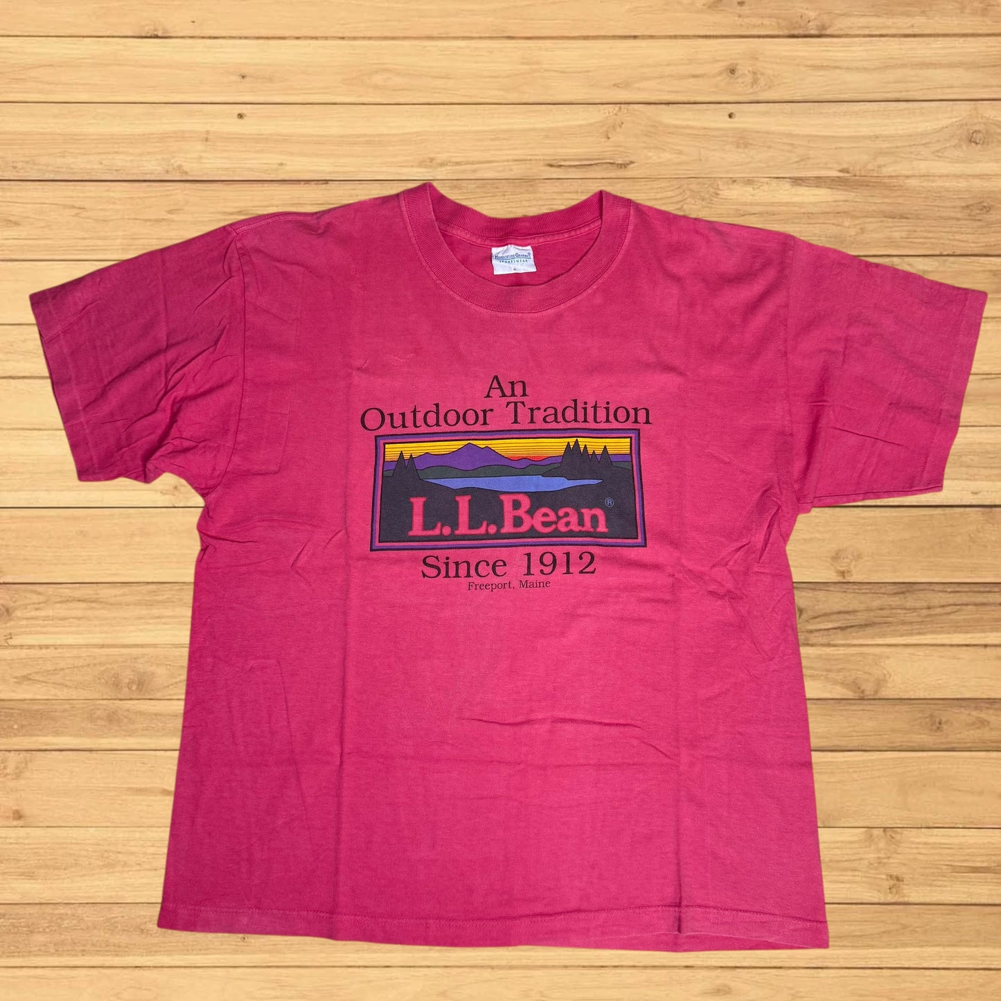 vintage ll bean t shirt landscape box logo (medium)