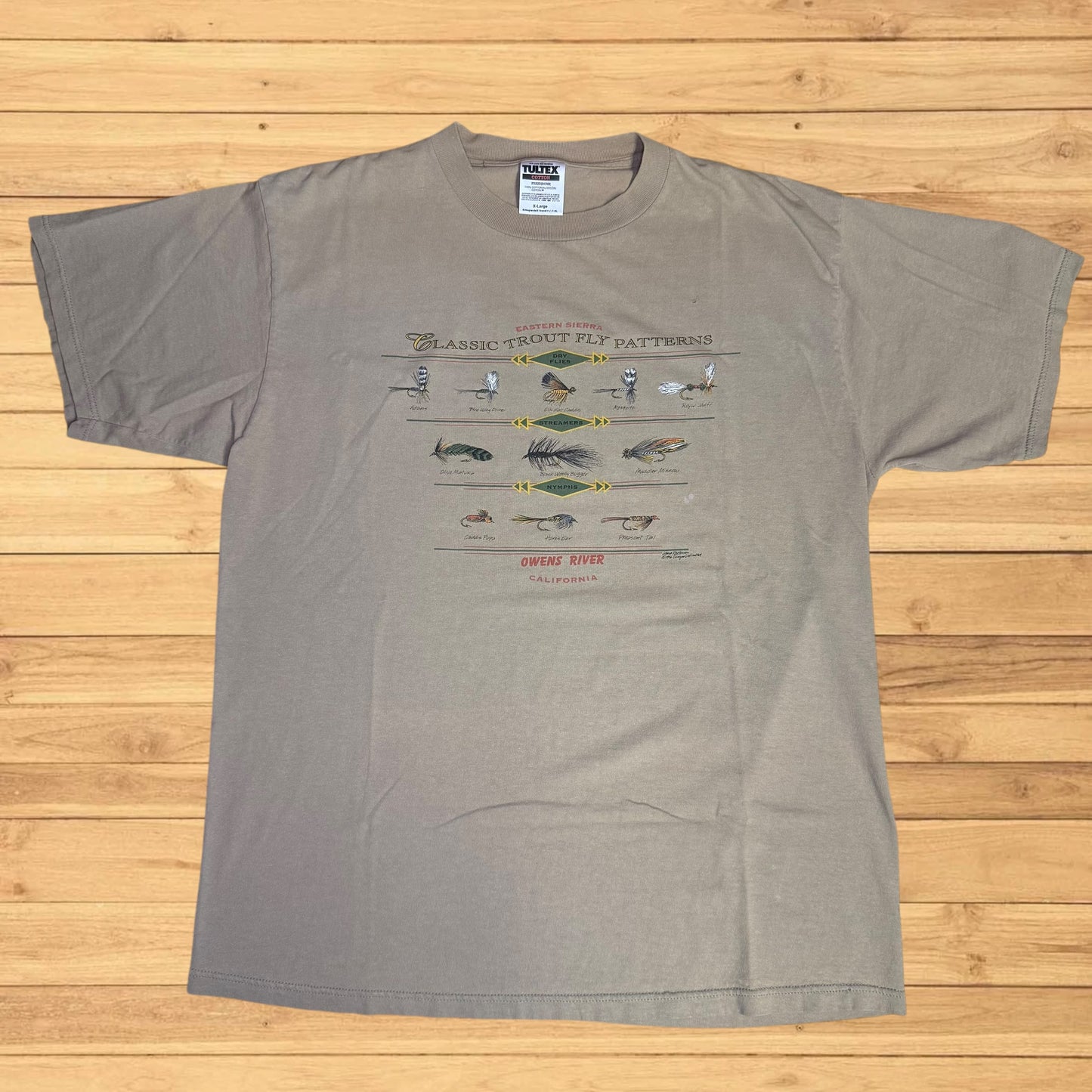 vintage trout flies t shirt (xl)