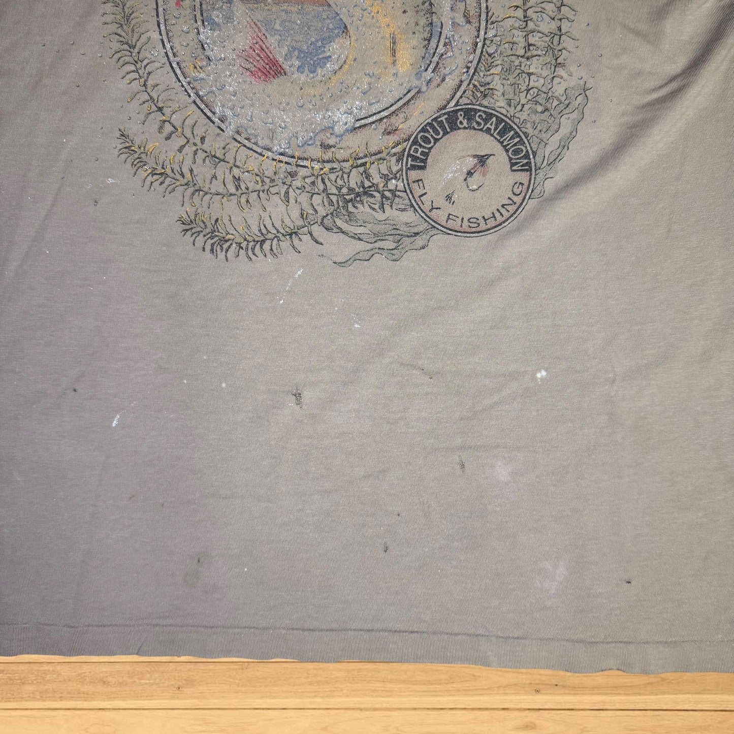 vintage fishing sportsman thrashed t shirt (xl)