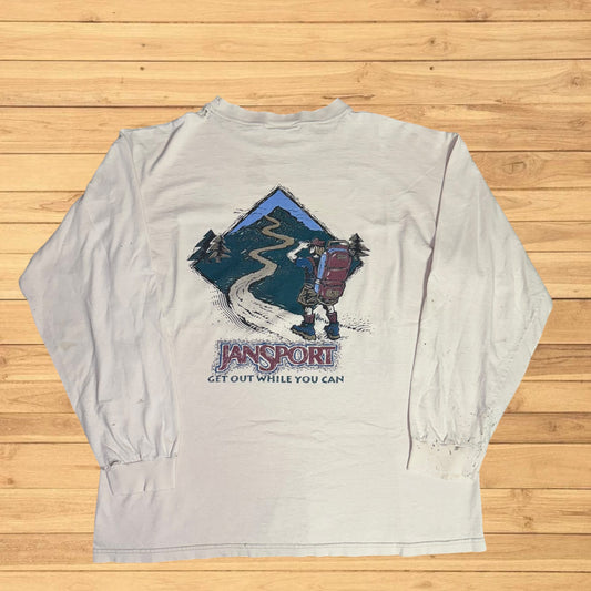 vintage jansport long sleeve shirt thrashed / faded