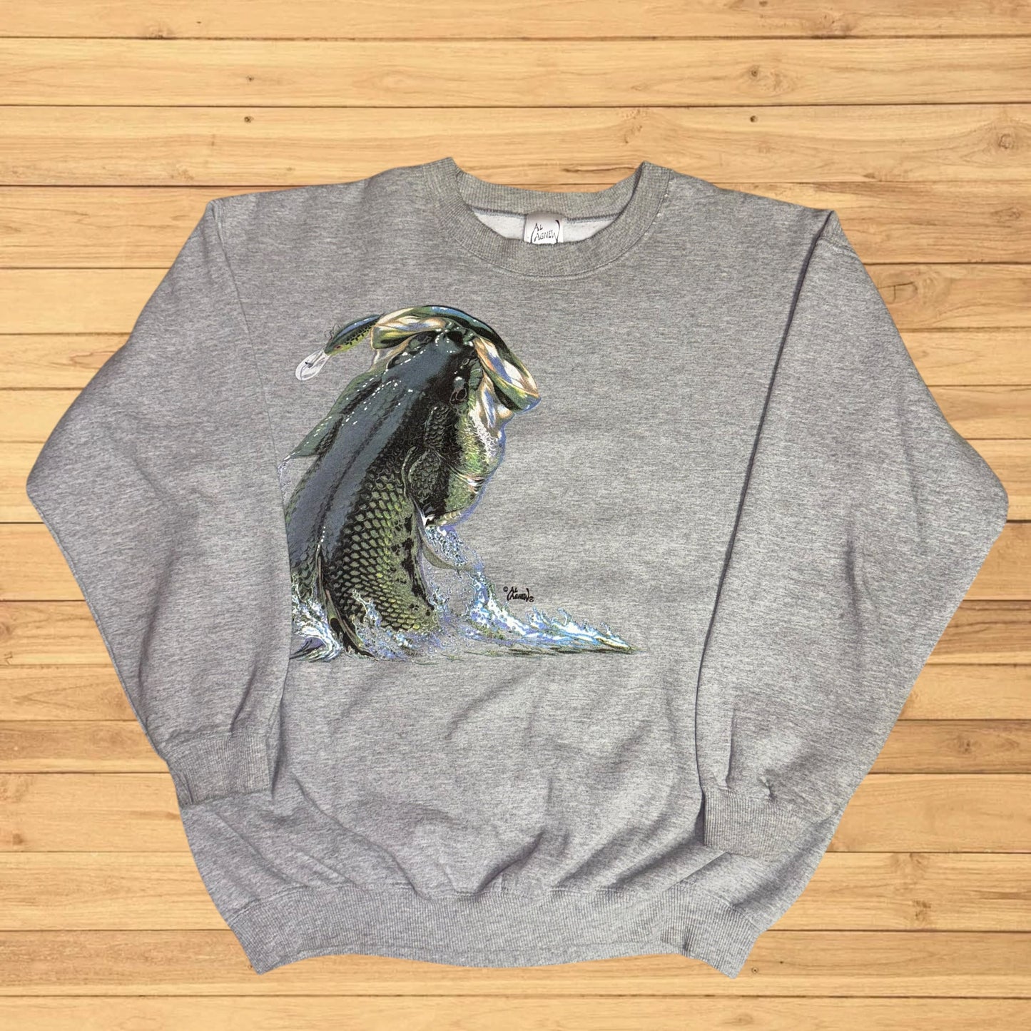 vintage bass al agnew crewneck fishing