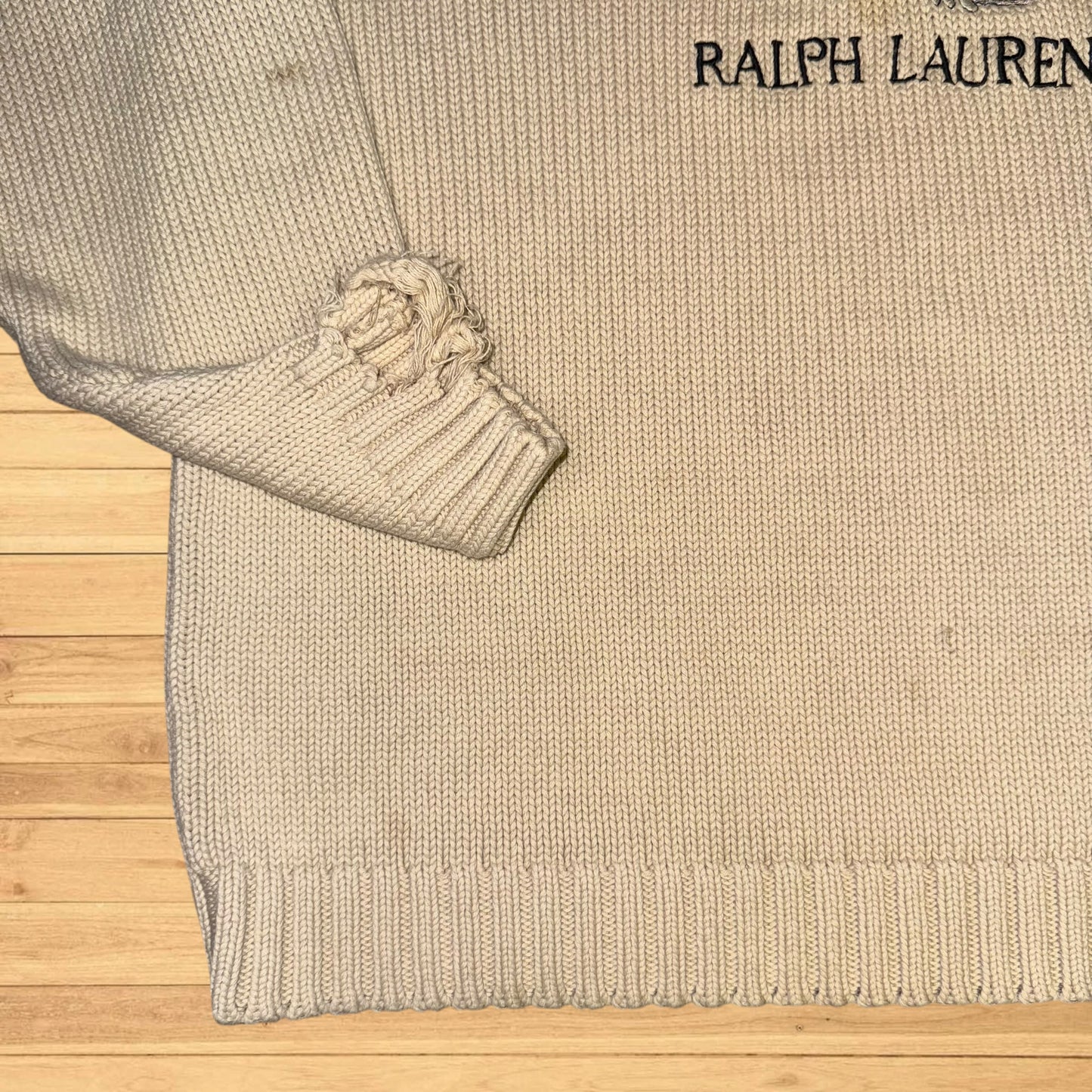 vintage chaps ralph lauren trout sweater stained (L)