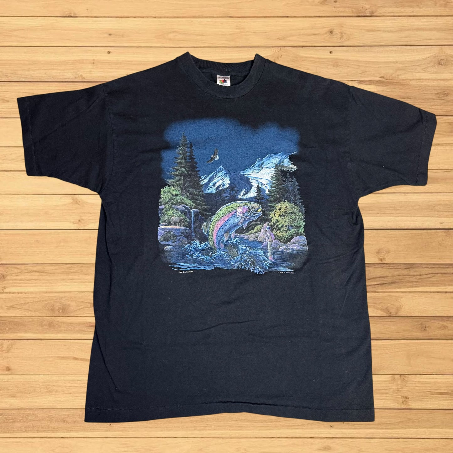 vintage trout fishing t shirt (xl)