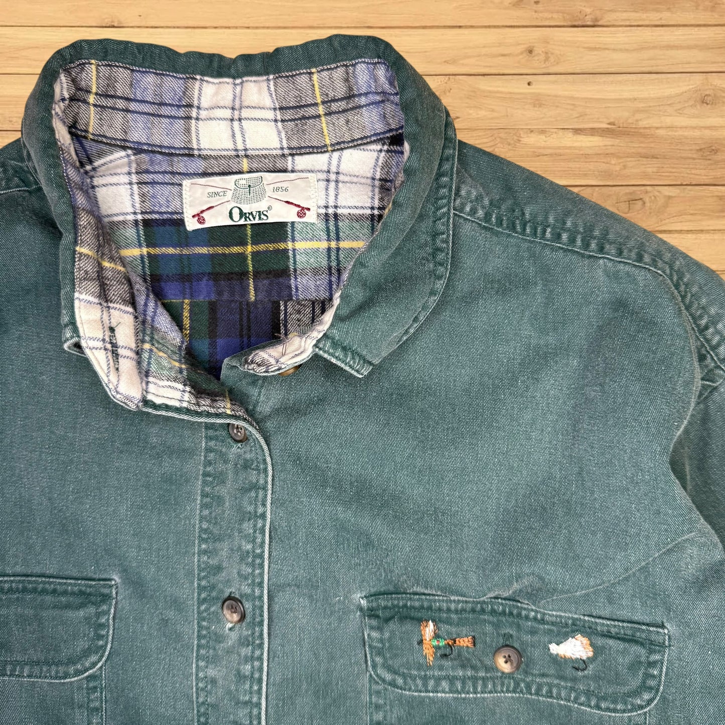 vintage orvis fly fishing flannel button up (l/xl)