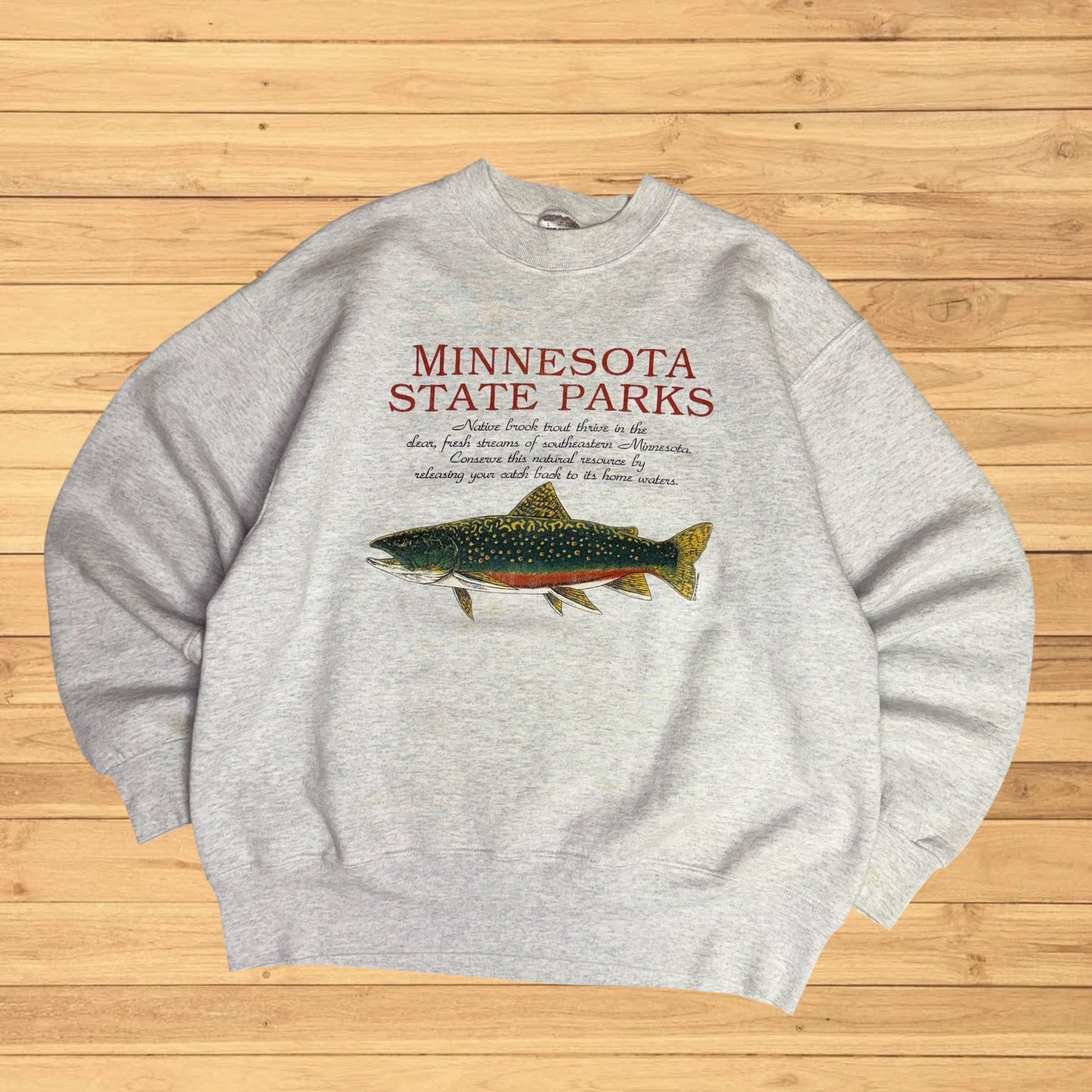 vintage minnesota state parks trout crewneck