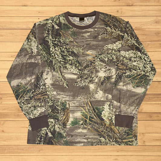vintage camo realtree long sleeve pocket shirt (large)