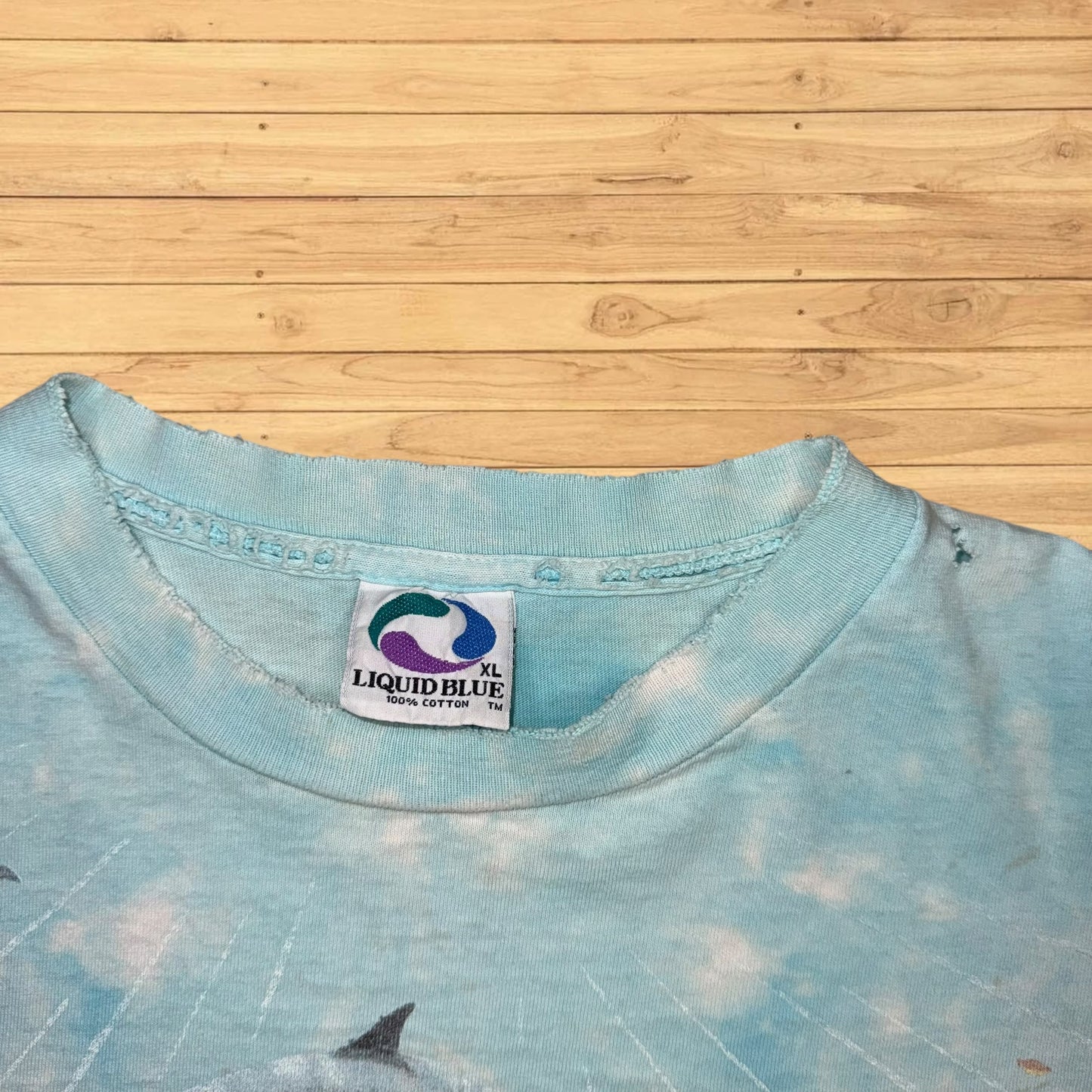vintage ocean liquid blue shirt