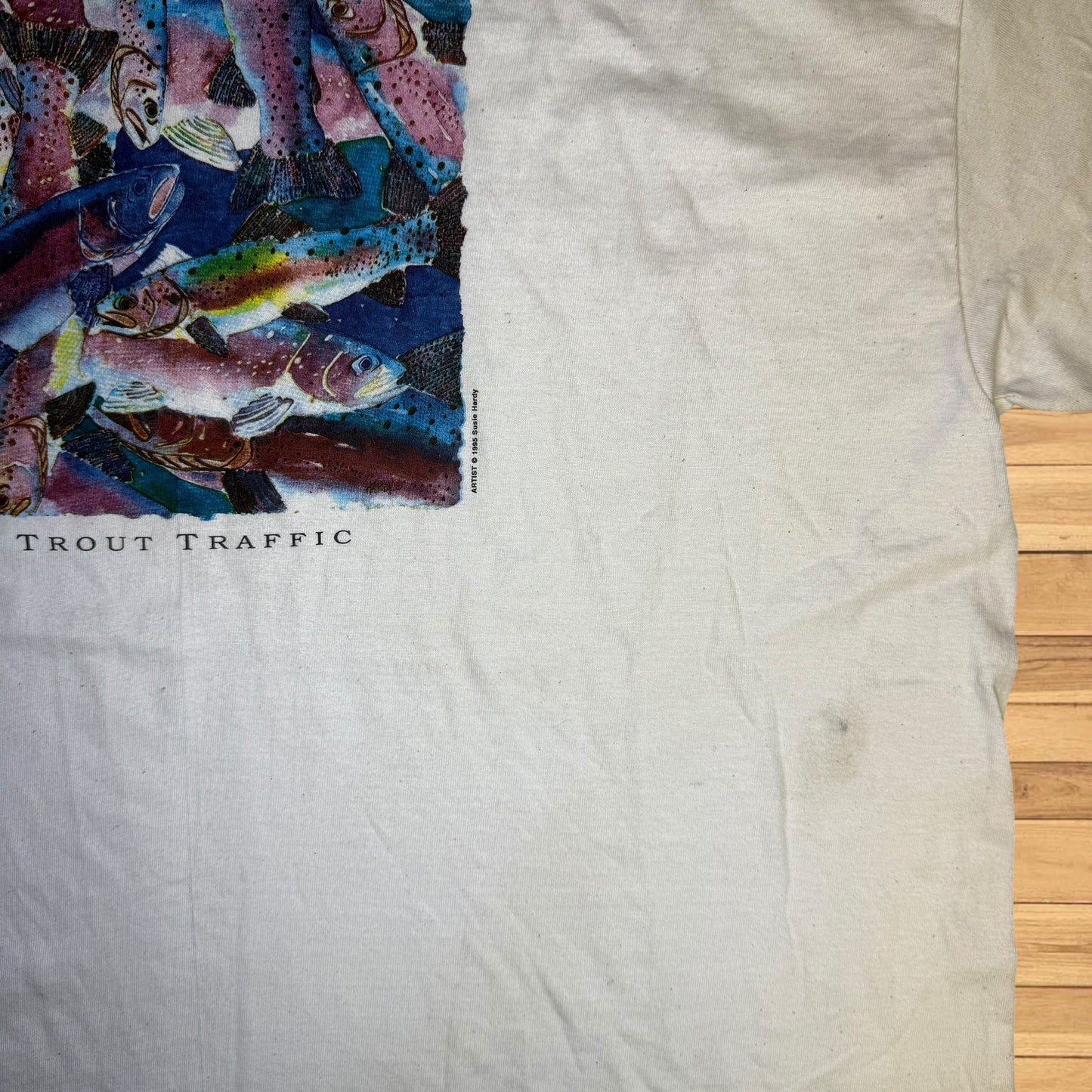 vintage trout art t shirt (xxl)