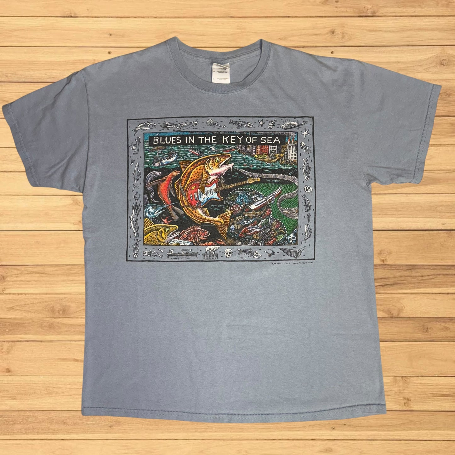 vintage ray troll t shirt blues (L)