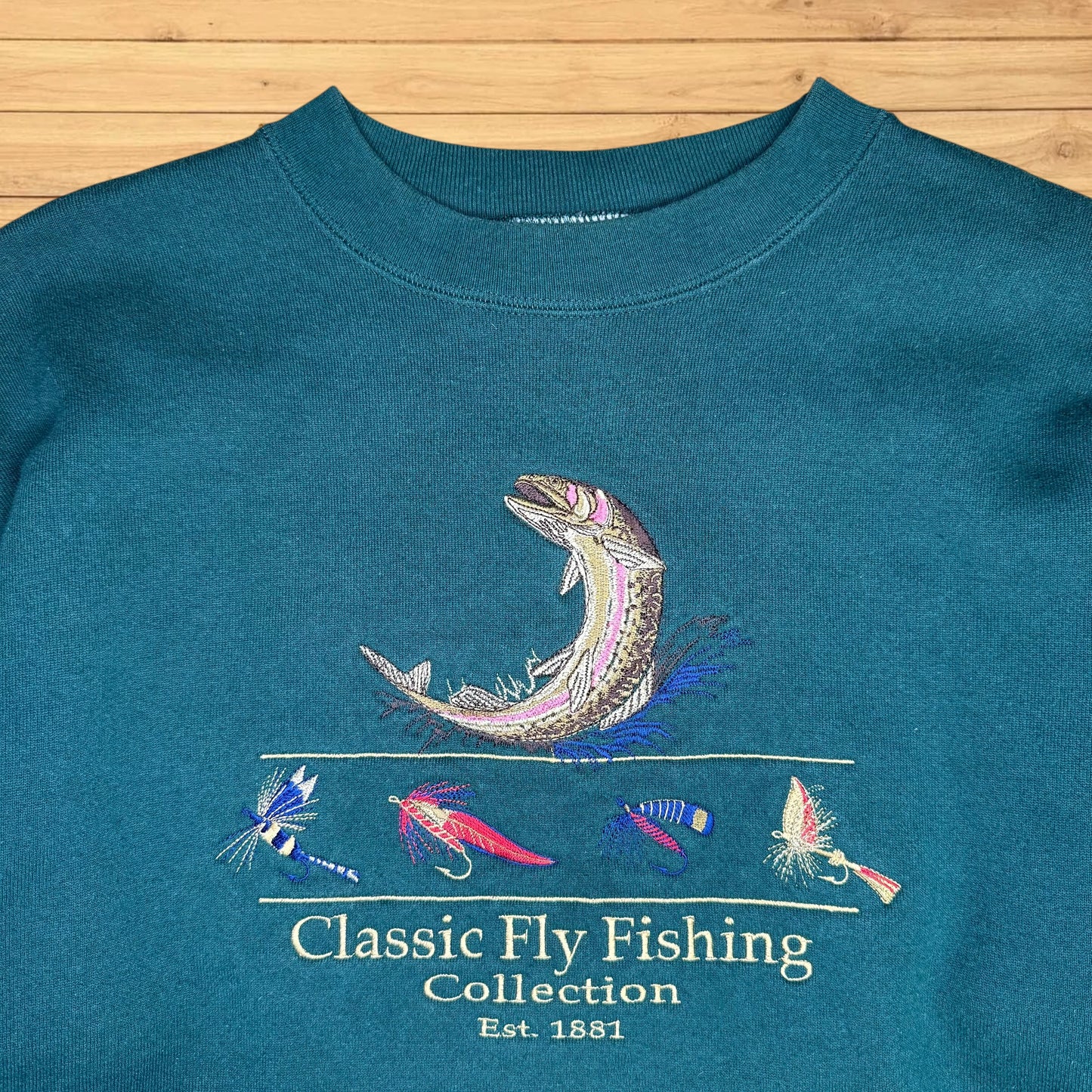 vintage fly fishing trout crewneck