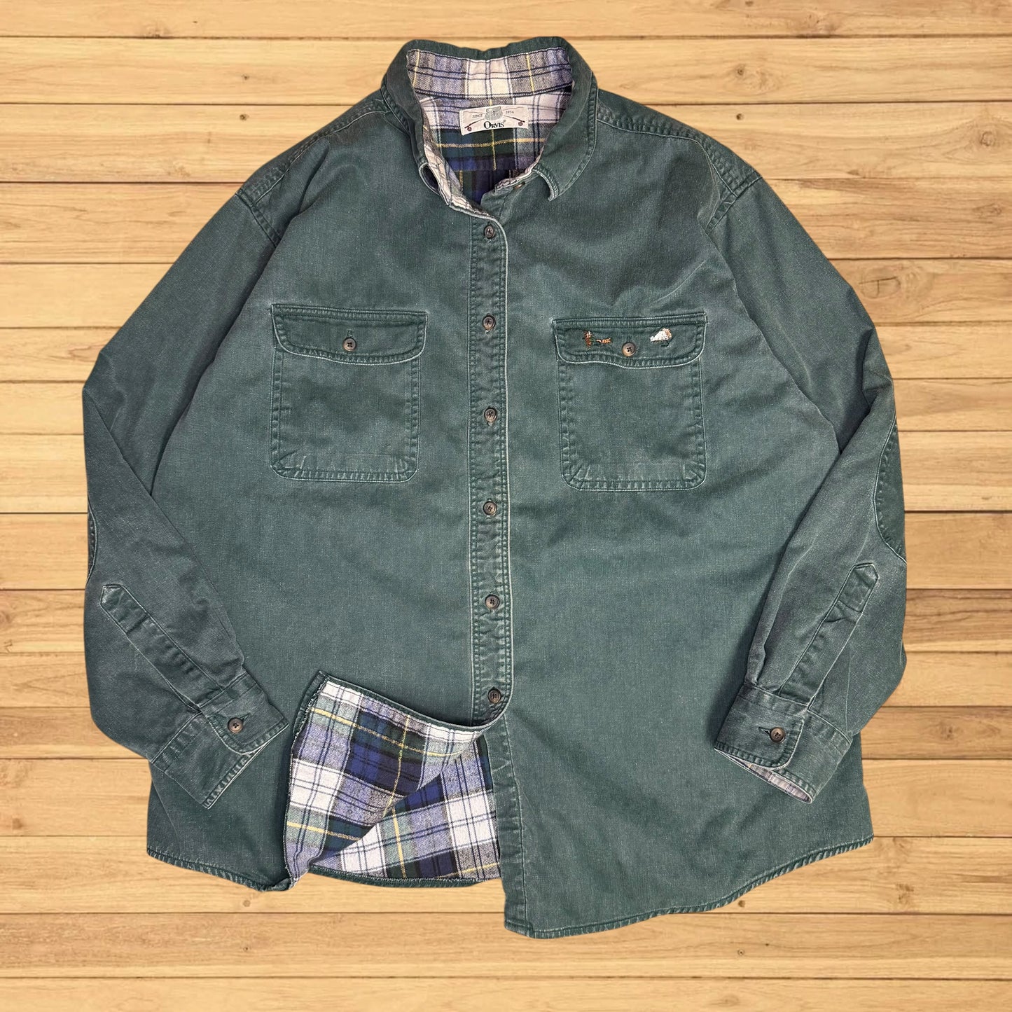 vintage orvis fly fishing flannel button up (l/xl)