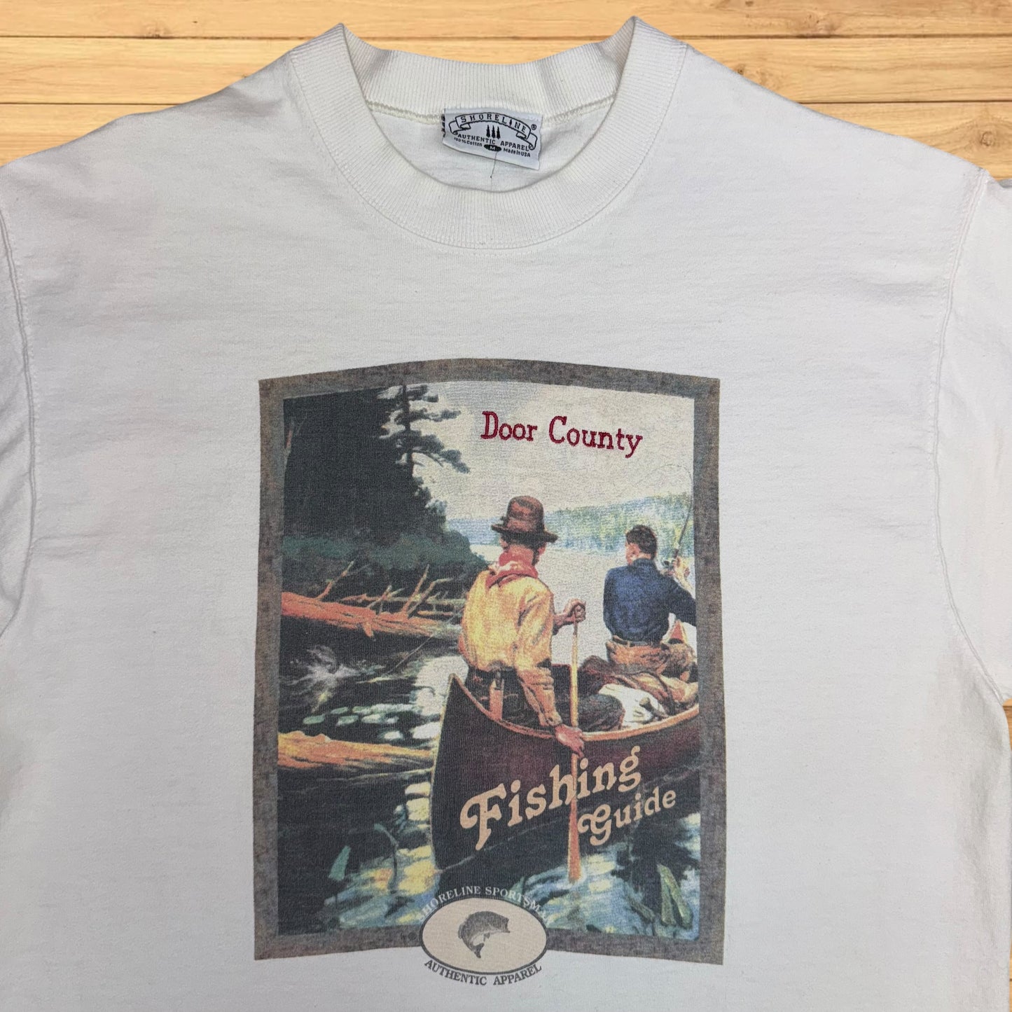 vintage fishing guide door county t shirt (M)