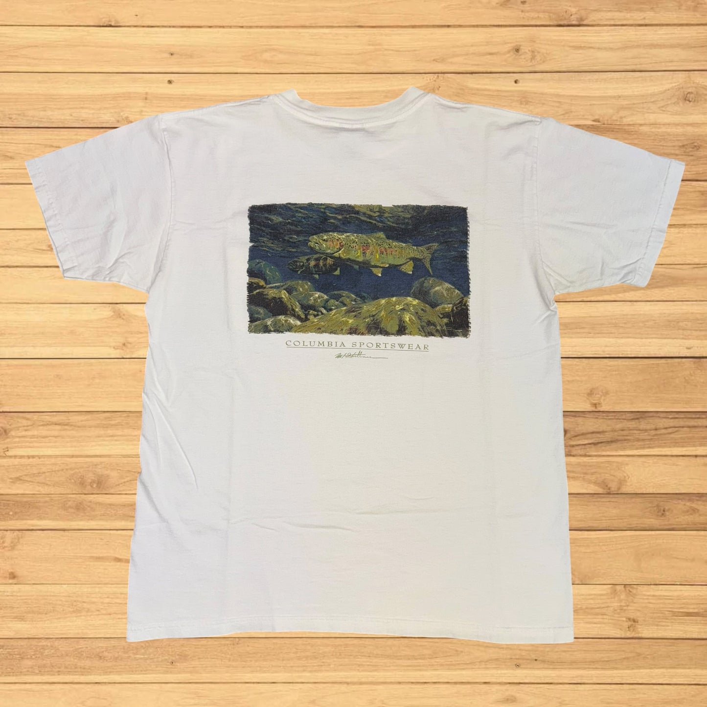 vintage columbia trout t shirt (L)