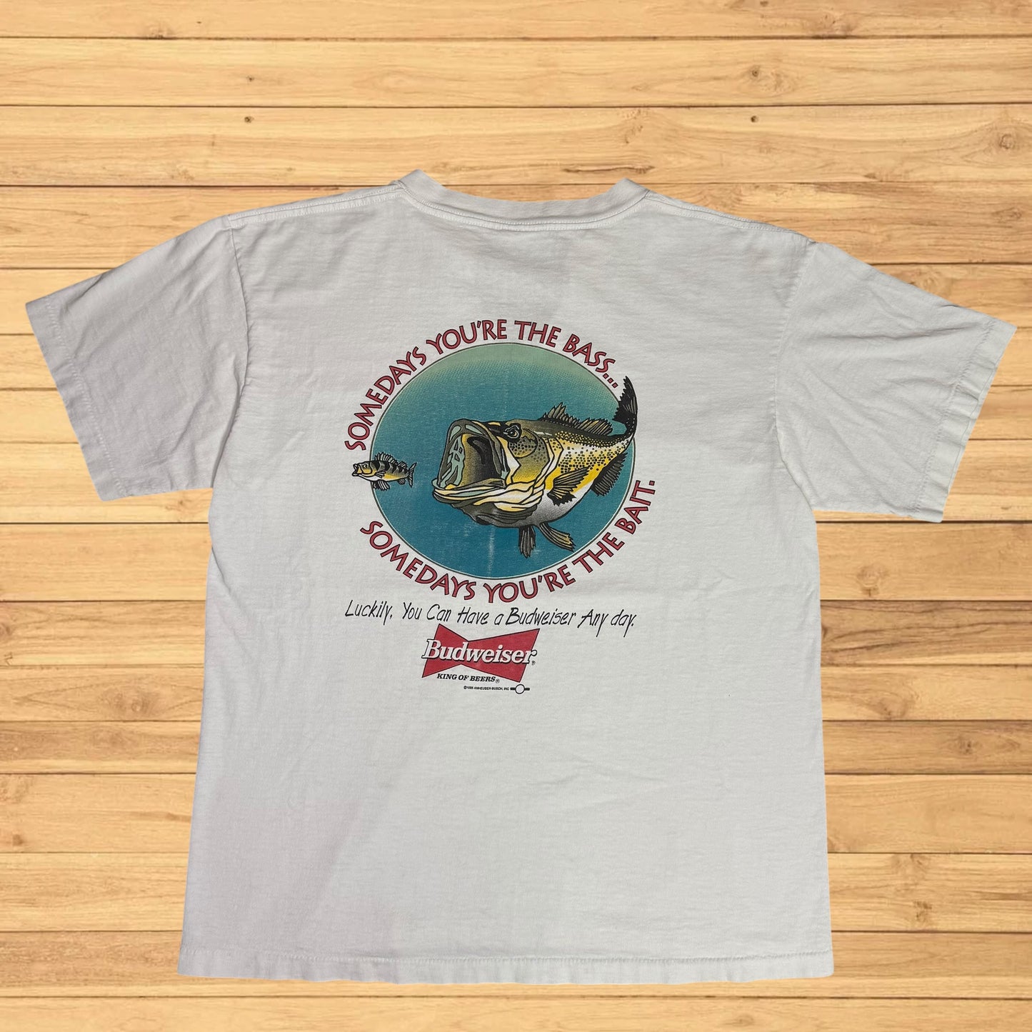 vintage budweiser bass fishing t shirt (flawed)